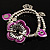 2-Strand Purple Floral Charm Bead Flex Bracelet (Antique Silver) - view 2