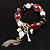 Black And Red Glass Bead Tassel Flex Bracelet (Silver Tone) - view 2