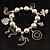 Vintage Bead Heart&Butterfly Charm Flex Bracelet (Antique Silver Tone) - view 2