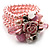 Chic Pale Pink Multistrand Simulated Glass Pearl Floral Flex Bracelet