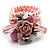 Chic Pale Pink Multistrand Simulated Glass Pearl Floral Flex Bracelet - view 3
