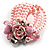 Chic Pale Pink Multistrand Simulated Glass Pearl Floral Flex Bracelet - view 4