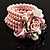 Chic Pale Pink Multistrand Simulated Glass Pearl Floral Flex Bracelet - view 2