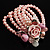 Chic Pale Pink Multistrand Simulated Glass Pearl Floral Flex Bracelet - view 5