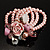 Chic Pale Pink Multistrand Simulated Glass Pearl Floral Flex Bracelet - view 12