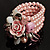Chic Pale Pink Multistrand Simulated Glass Pearl Floral Flex Bracelet - view 13
