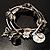 Antique Silver 3-Strand Charm Flex Bracelet (Vintage) - view 2