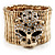 Gold Plated Leopard Head Crystal Flex Bangle Bracelet - view 5