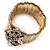 Gold Plated Leopard Head Crystal Flex Bangle Bracelet - view 11