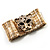 Gold Plated Leopard Head Crystal Flex Bangle Bracelet - view 3