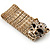 Gold Plated Leopard Head Crystal Flex Bangle Bracelet - view 6