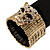 Gold Plated Leopard Head Crystal Flex Bangle Bracelet - view 2