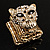 Gold Plated Leopard Head Crystal Flex Bangle Bracelet - view 16