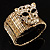 Gold Plated Leopard Head Crystal Flex Bangle Bracelet - view 9