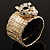 Gold Plated Leopard Head Crystal Flex Bangle Bracelet - view 7