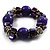 Purple Acrylic Bead, Shell & Metal Link Stretch Bracelet - view 2