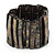 Wide Slate Black Shell Stretch Bracelet (Stripes) - view 3