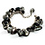 Black Glass And Shell Bead Charm Bracelet (Silver Tone) - view 3