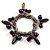 Silver Tone Link Bead Charm Flex Bracelet (Purple)