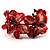 Coral Red Floral Shell & Simulated Pearl Cuff Bracelet (Silver Tone) - view 6