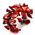 Coral Red Floral Shell & Simulated Pearl Cuff Bracelet (Silver Tone) - view 7