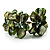 Olive Green Floral Shell & Simulated Pearl Cuff Bracelet - view 6