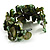 Olive Green Floral Shell & Simulated Pearl Cuff Bracelet - view 7