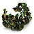 Olive Green Floral Shell & Simulated Pearl Cuff Bracelet - view 8
