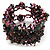 Wide Pink/Teal/Beige Semiprecious & Glass Bead Braided Bracelet -17cm Length - view 3