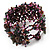 Wide Pink/Teal/Beige Semiprecious & Glass Bead Braided Bracelet -17cm Length - view 7
