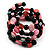 Acrylic & Shell Bead Coil Flex Bangle Bracelet (Black & Pink) - view 2