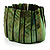 Wide Green Shell Stretch Bracelet (Stripes) - view 2