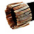 Wide Light Cream Beige Shell Stretch Bracelet (Stripes)