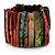 Wide Multicoloured Shell Stretch Bracelet (Stripes) - view 3