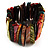 Wide Multicoloured Shell Stretch Bracelet (Stripes) - view 4