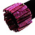 Wide Bright Magenta Shell Stretch Bracelet (Stripes) - view 2