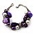 Faux Pearl & Shell - Composite Silver Tone Link Bracelet ( Purple, Violet & White) - 17cm Long/ 4cm Ext - view 5