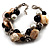 Faux Pearl & Shell - Composite Silver Tone Link Bracelet ( Antique White & Black) - 17cm Long/ 4cm Ext