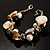 Faux Pearl & Shell - Composite Silver Tone Link Bracelet ( Antique White & Black) - 17cm Long/ 4cm Ext - view 2