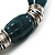 Teal Green Ceramic & Metallic Silver Acrylic Bead Flex Bracelet - 18cm Length - view 6