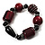 Burgundy Red & Black Chunky Resin Bead Flex Bracelet -19cm Length - view 2