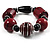 Burgundy Red & Black Chunky Resin Bead Flex Bracelet -19cm Length - view 3