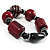Burgundy Red & Black Chunky Resin Bead Flex Bracelet -19cm Length - view 5