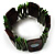Wide Wood & Shell Stretch Bracelet (Brown & Green) - view 4