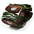 Wide Wood & Shell Stretch Bracelet (Brown & Green) - view 3