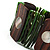 Wide Wood & Shell Stretch Bracelet (Brown & Green) - view 2