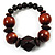 Dark Brown Chunky Wood Bead Flex Bracelet - 18cm Length - view 5