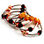 Silver-Tone Glass Bead Coil Bracelet (Black & Orange) - view 4
