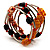 Silver-Tone Glass Bead Coil Bracelet (Black & Orange) - view 7