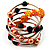 Silver-Tone Glass Bead Coil Bracelet (Black & Orange) - view 2